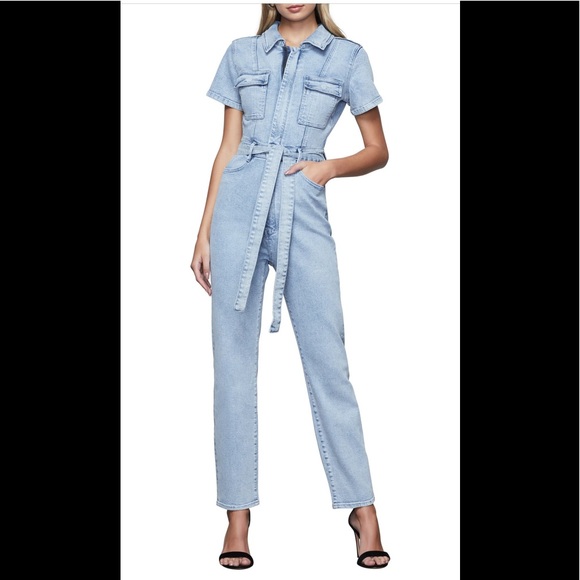 GOOD AMERICAN Fit For Success Belted Denim Jumpsuit, size 3/Large - Picture 5 of 8
